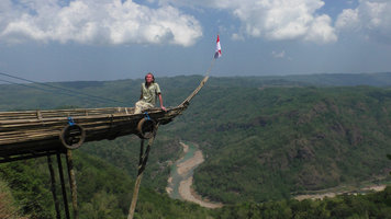 Patrick Blanc floating above the river, Gunung Kidul, Java, May 2018