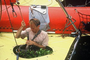 Patrick Blanc going down from the Radeau des Cimes, Campo, Cameroon, Sept. 1991