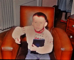 Patrick Blanc holding his book, Suresnes, France, 1957