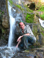 Patrick Blanc in a waterfall, Koh Samui, Thailand, March 2006