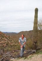 Patrick Blanc in Carnegiea gigantea habitat, Saguaro NP, Arizona, Feb. 2010