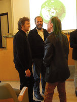Patrick Blanc in discussion with Marcos Lutyens  and Mario Cucinella at the GAM museum  Organismi exhibition, Torino, Italy, May 2016
