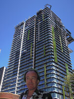 Patrick Blanc in front of One Central Park, few months after plant installation on the vertical gardens, Sydney, September 2013