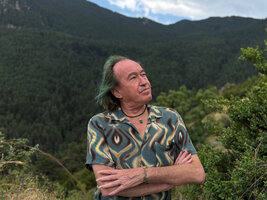 Patrick Blanc in front of the forest, Pyrenees, Andorra, July 2025