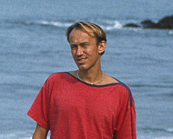 Patrick Blanc in front of the sea, Campo, Cameroon, Sept. 1991