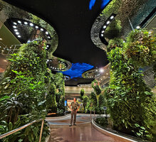 Patrick Blanc in the Dreamscape garden, an evocation of Halong Bay and the film Avatar, Changi T2 airport, Singapore, Aug. 2026