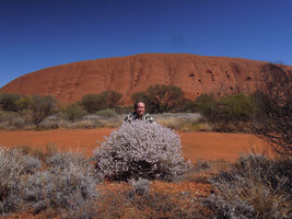 Patrick Blanc in the dry savannah in front of Ayer&#039;s Rock, Australia, Aug. 2013