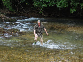 Patrick Blanc in the rheophytic habitat of Cryptocoryne albida, Kapoe, Ranong, Thailand, Oct 2014