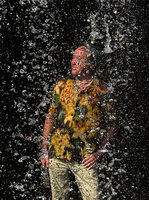 Patrick Blanc in the waterfall, Botanic Gardens, Singapore, Aug. 2026