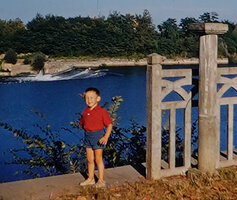 Patrick Blanc just above the Tarn river, Albefeuille Lagarde, France, Aug. 1957