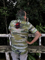 Patrick Blanc just after feeding the wildlife, in this case a greedy leech, Danum Valley, Sabah, Borneo, July 2022 