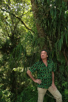 Patrick Blanc looking at the high climbing Freycinetia insignis, Bromo Tengger Semeru NP , Java, April 2018