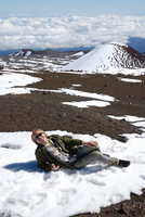 Patrick Blanc lying on the snow, Mauna Kea, Hawaii, Jan. 2008