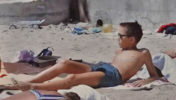 Patrick Blanc on a beach at 11, Golfe Juan, France, Aug. 1964
