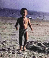 Patrick Blanc on the beach, Saint Palais, France, Aug. 1957
