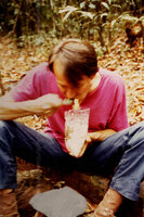 Patrick Blanc on the field during lunch break, Khao Yai NP, Thailand, March 1983