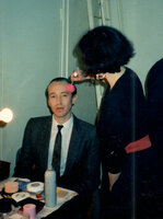 Patrick Blanc prepared by Veronique Lindenberg for the shooting of the video clip song by Pascal heni, &quot;N&#039;etes pas très bavard ce soir&quot;, realisation Vincent Ostria, April 1990