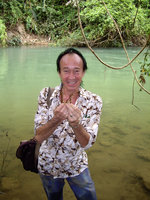 Patrick Blanc showing Cryptocoryne albida, Khao Sok NP, Thailand, Aug. 2006