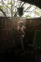 Patrick Blanc taking his shower on Mumbo Island Lake Malawi NP Aug. 2017