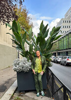 Patrick Blanc under a giant variety of Canna, Paris, Dec. 2023