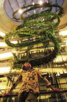 Patrick Blanc under his Rain Forest Chandelier at EmQuartier, Bangkok, Aug.2015