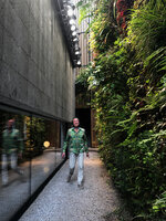 Patrick Blanc walking in the Canyon at Il Sereno, Como Lake, Italy, June 2021
