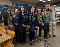 Patrick Blanc with Botanists from Kew Gardens, from left to right - Anna Trias Blasi, Sebastian Hatt, Ruth Clark, Gemma Bramley, Laura Jennings, Anna Haigh, Martin Cheek, Simon Mayo, Dec. 2025 
