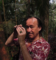 Patrick Blanc with his binoculars in forest, Trengganu, Malaysia, April 2015