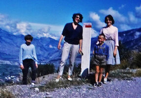 Patrick Blanc with his mother and sisters in the Alp mountains, Aug. 1960