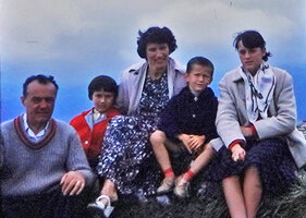 Patrick Blanc with his two sisters and parents, Pyrenees mountains, Aug. 1960