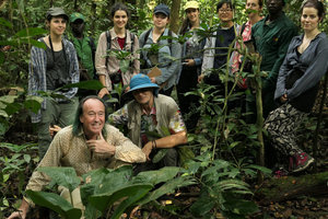 Patrick Blanc with the team of students in Master,  Campo, Cameroun, March 2017