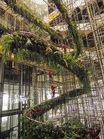 Rain Forest Chandelier, EmQuartier, Bangkok, men at work during installation, 6th April 2015