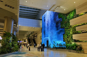 The Wonderfall at Changi T2, Singapore, plant design by Patrick Blanc