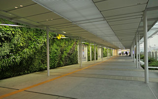 Vertical garden bridge, Shinkansen station, Yamaguchi, Japan