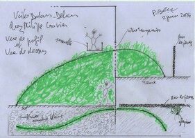 Voile Dedans-Dehors by Patrick Blanc, projet chez Philippe Gravier, Croquis position