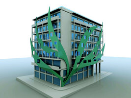 Yes Hotel Project in Athens, rendering of the proposition by Patrick Blanc